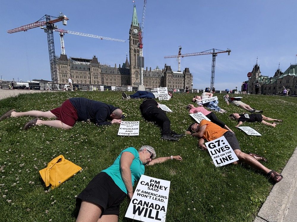 Advocates protest global aid cuts on Parliament Hill amid G7 Summit