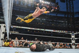 Logan Paul provides highlight reel moment with frog splash onto Jelly Roll through table at SummerSlam