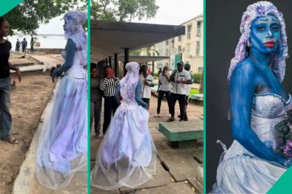 Courageous lady grabs attention at UNILAG with her ‘Corpse Bride’ outfit for Costume Day