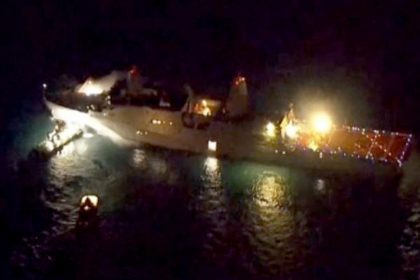 US warship burns for 12 hours off Japan coast; 2 sailors suffer minor injuries
