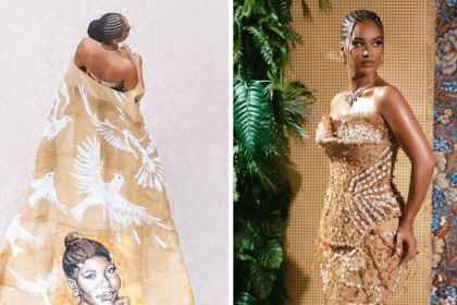 Julia Mbongo’s Raffia Wedding Dress & Cloak Is a Love Letter to Her African Heritage