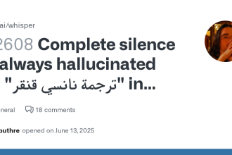 Complete silence is always hallucinated as “ترجمة نانسي قنقر” in Arabic