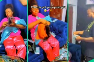 Watch emotional video of man celebrating wife who gave birth to their child