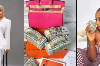 Mercy Eke Shows Off ₦100M Cash, Hermès Birkin And Iphone 17 From Mystery Lover