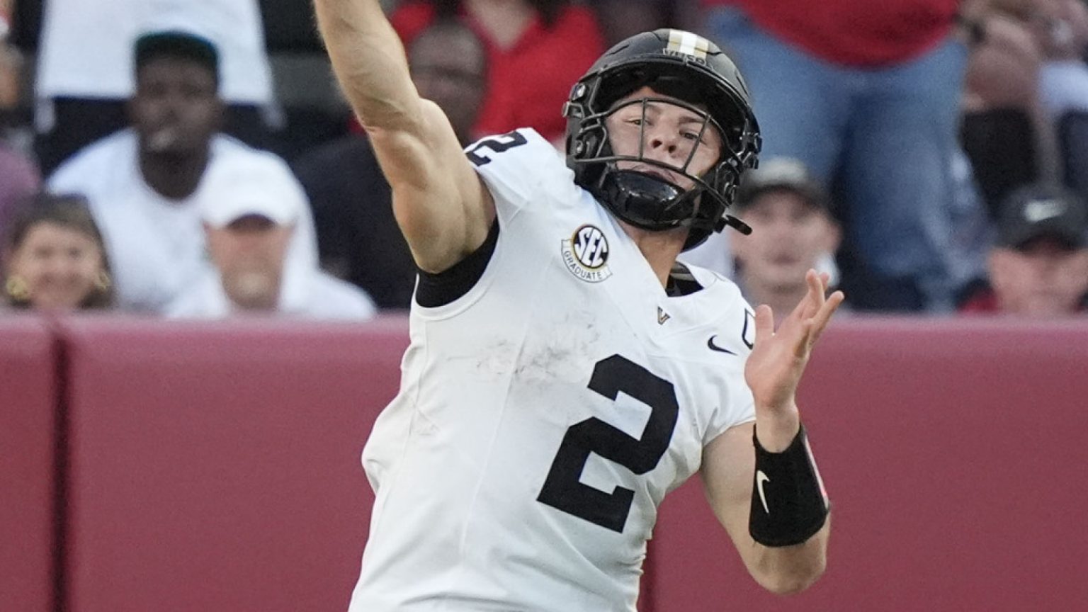 Vanderbilt QB Diego Pavia gets into heated exchange with Alabama fan