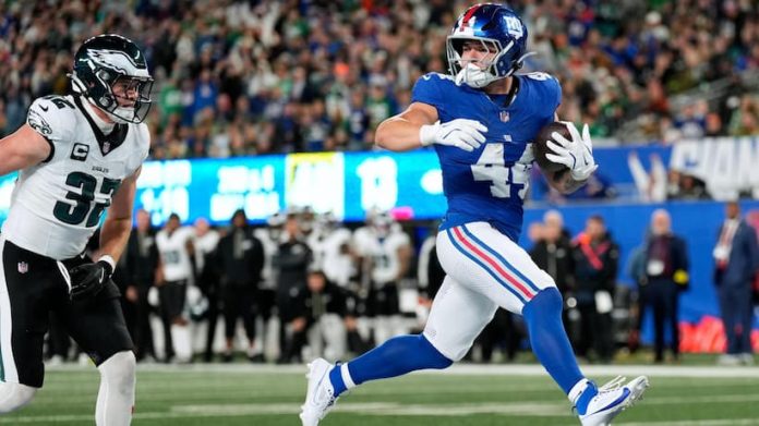 Cam Skattebo is the first Giants’ rookie RB with three rushing touchdowns since 1971