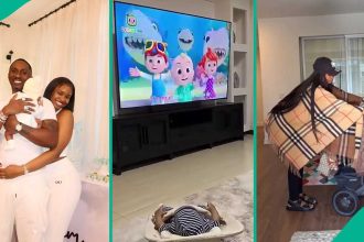 Priscilla exposes less than 2 months old son to cartoon, gesture ignites concern: “Too young for it”