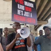 BREAKING: Nigeria Police Arrest #FreeNnamdiKanuNow Protester In Lagos