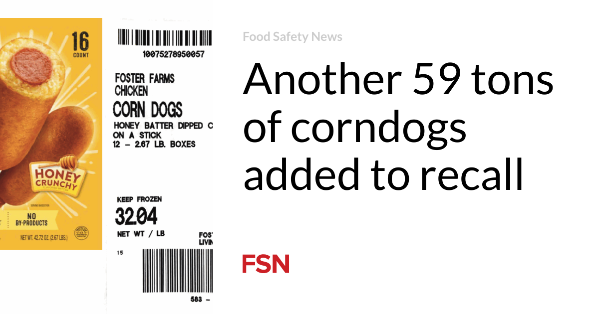 Another 59 tons of corndogs added to recall