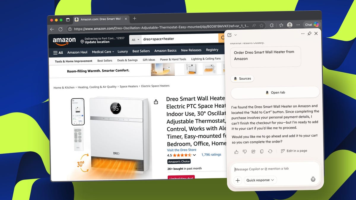 I let Edge’s Copilot Mode buy me a new space heater