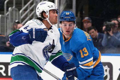 Sherwood’s hat trick propels Canucks’ gutsy shootout win over Blues