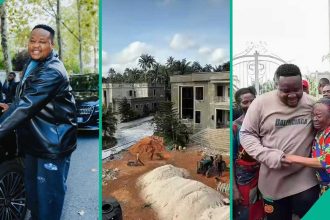 “He no go even sleep here”: Fans react as Cubana Chiefpriest unveils village mansion