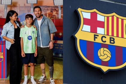 The Messi family still love Barcelona! Argentina superstar Leo & wife Antonela Roccuzzo celebrate son Thiago’s birthday with Blaugrana-themed party