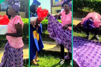 Watch trending video as lady surprises best friend on her graduation day, dresses like her late mum