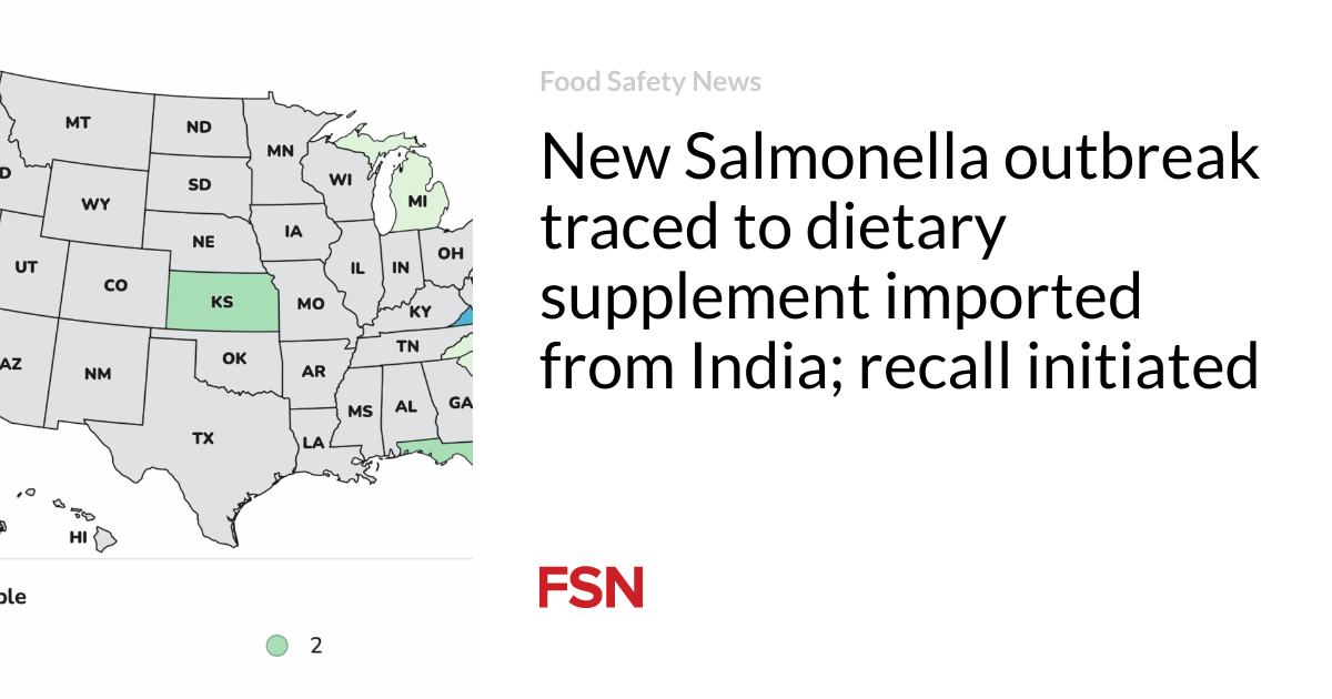 New Salmonella outbreak traced to dietary supplement imported from India; recall initiated