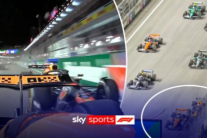 Las Vegas GP: Max Verstappen takes lead as Lando Norris drops to third in a dramatic first lap