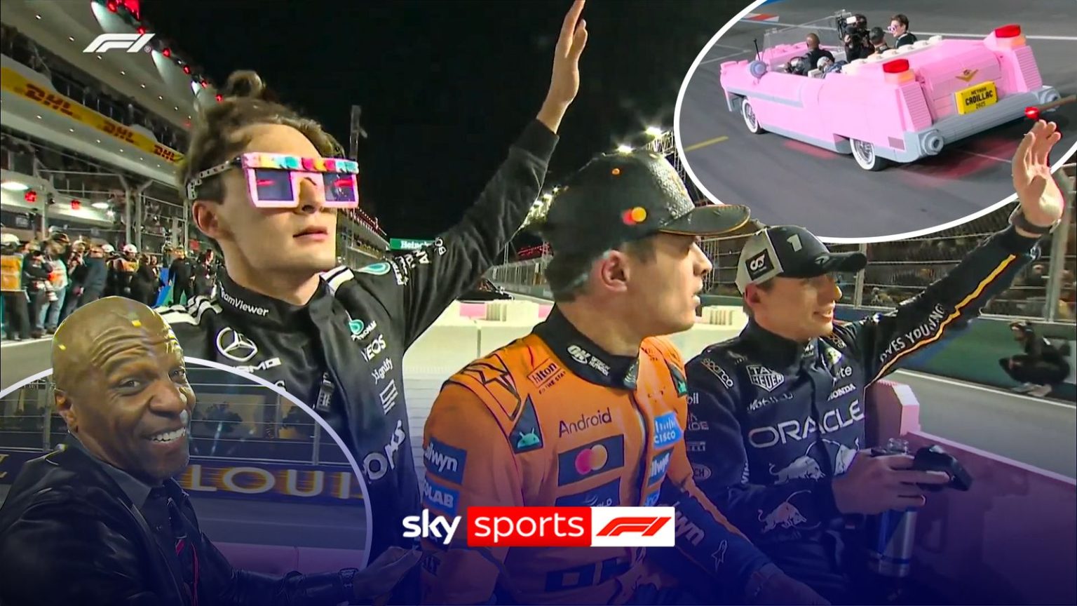 Las Vegas GP: Max Verstappen, Lando Norris and George Russell driven to podium by White Chicks star Terry Crews