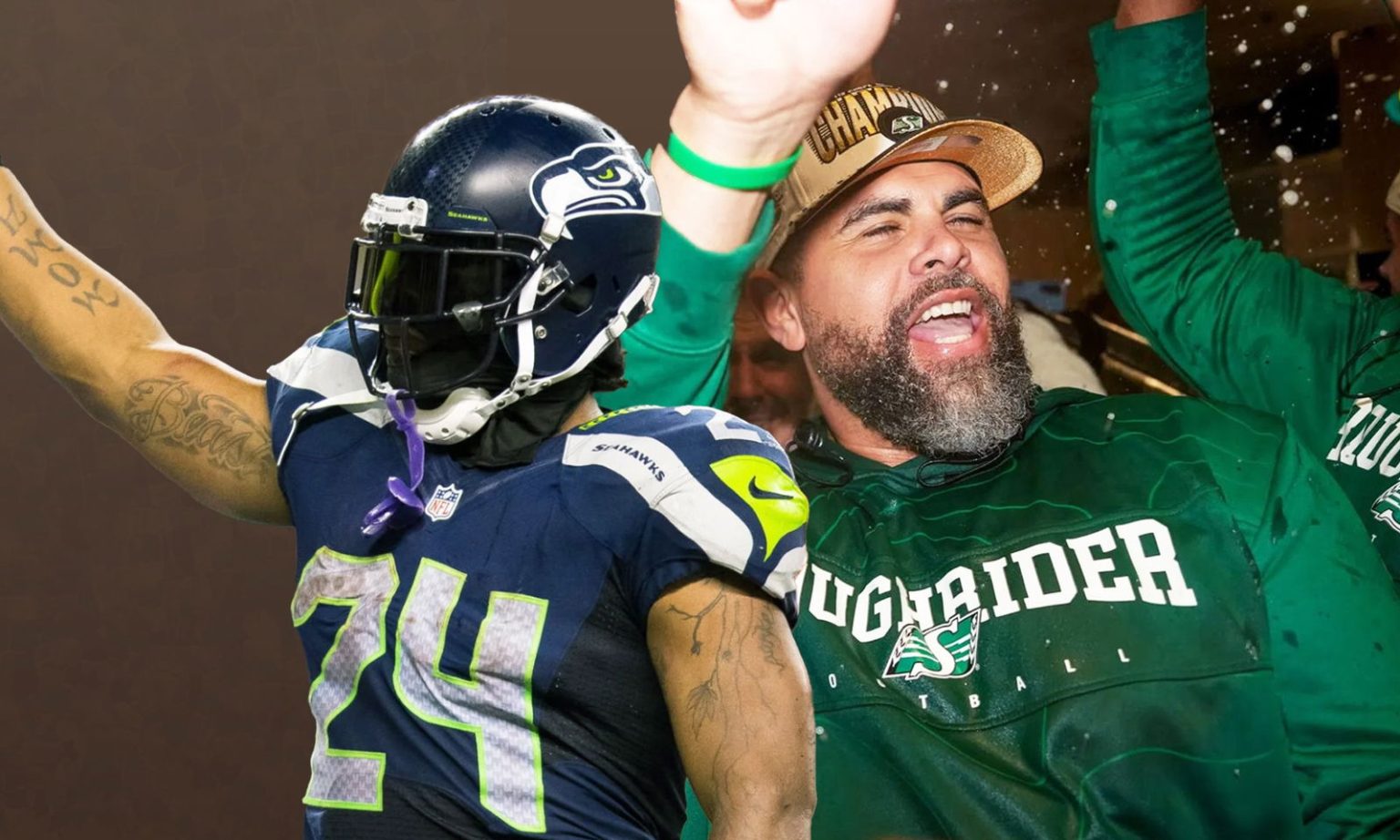 Marshawn Lynch FaceTimes Corey Mace during Saskatchewan Roughriders’ Grey Cup parade