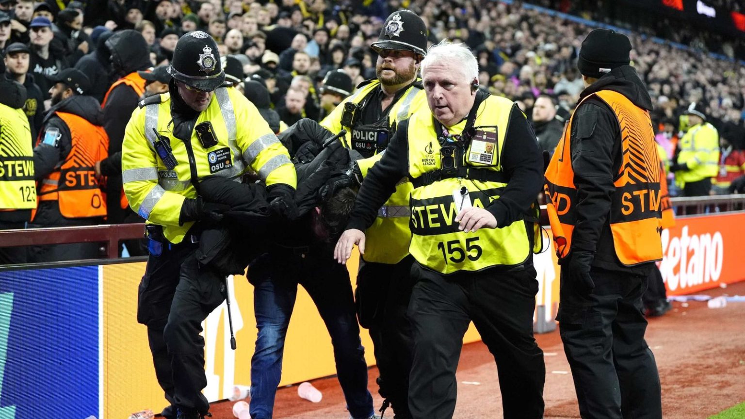 Aston Villa vs Young Boys: Away fans clash with police during Europa League match at Villa Park