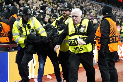 Aston Villa vs Young Boys: Away fans clash with police during Europa League match at Villa Park