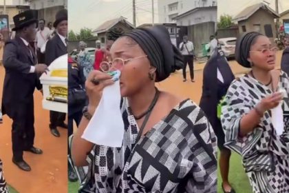 Mercy Aigbe Breaks Down in Tears During Mother’s Service of Songs