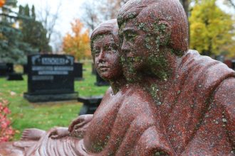 They made a double headstone at Beechwood — before they were married