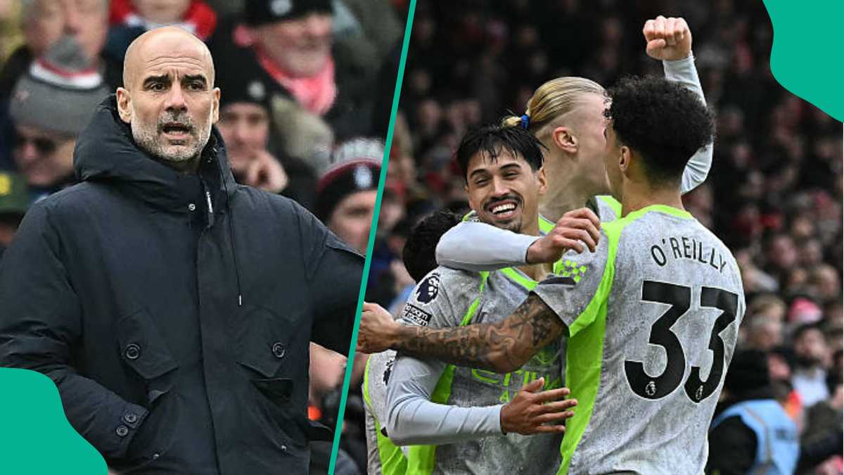 Pep Guardiola reacts as Manchester City go top of Premier League table with vital win