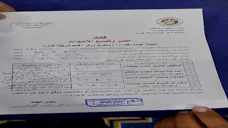 انتخابات النواب 2025.. إعلان الحصر العددي لجولة الإعادة بالدائرة الأولى في بقنا