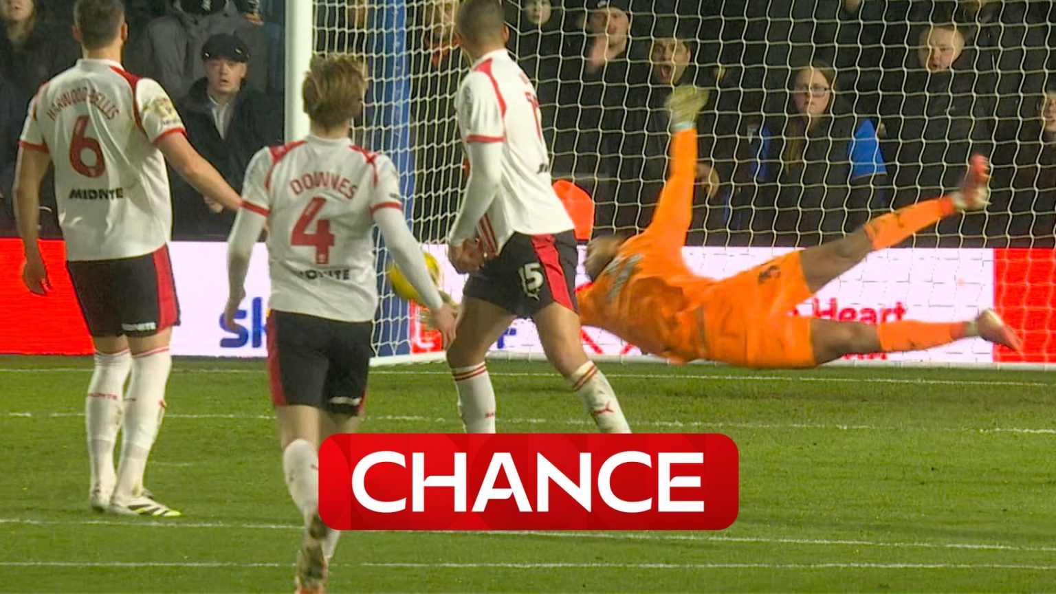 Birmingham City vs Southampton | Gavin Banuzu pushes Jay Stansfield’s effort from outside the area onto the post