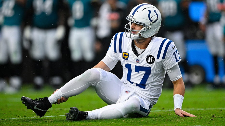 Colts’ Daniel Jones slams helmet in frustration as he suffers gruesome Achilles injury