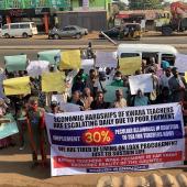 BREAKING: Kwara Public School Teachers Protest Over Salary Disparity, Exclusion From 30% Peculiar Allowance