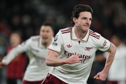 Rice double sends Arsenal six points clear after cracker at Bournemouth