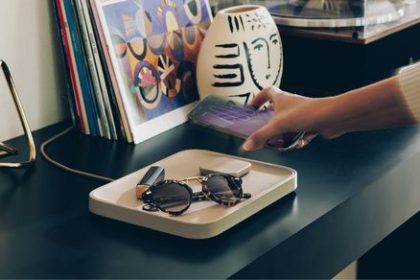 Twelve South’s wireless charging pad looks like a luxurious leather tabletop accessory