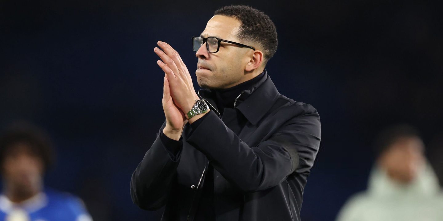 Liam Rosenior reacts to the defeat against Arsenal