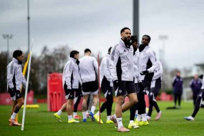 United train in front of cameras at Carrington
