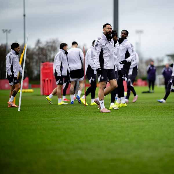 United train in front of cameras at Carrington