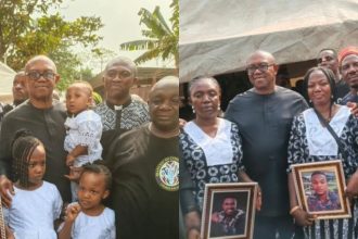 “This Is a National Loss”-Peter Obi Attends Burial of 3 Brothers K!lled in Great Nigeria Insurance House Fire