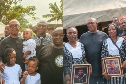 “This Is a National Loss”-Peter Obi Attends Burial of 3 Brothers K!lled in Great Nigeria Insurance House Fire