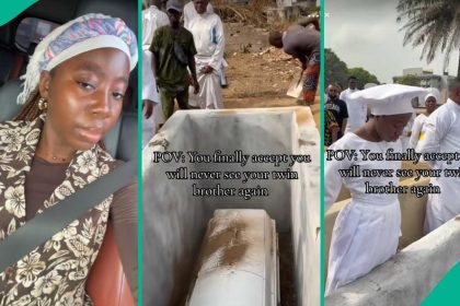 Video as lady mourns twin brother, dad who sadly passed away