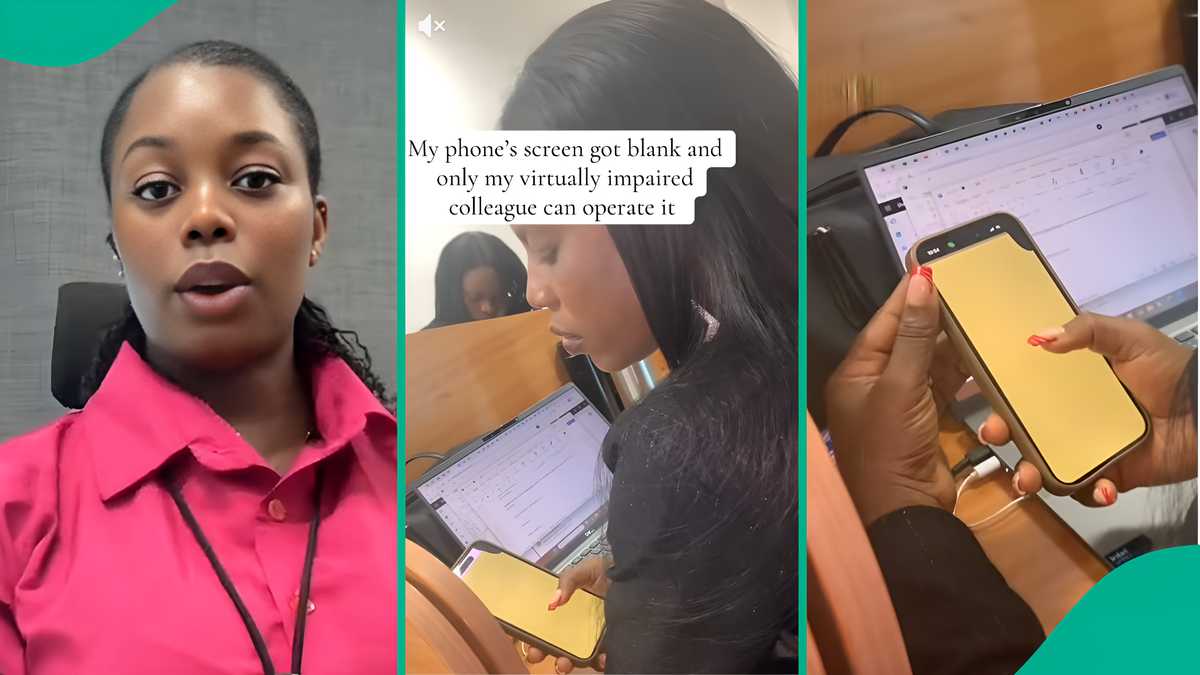 Video as visually impaired lady operates blank phone, leaves everyone in awe