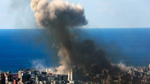 Israel pounds Beirut suburbs after Hezbollah fires volley of rockets
