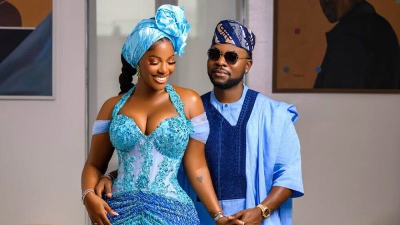 Hilda Baci & Damilola Akinwunmi Arrive in Perfectly Coordinated Blues at Simi Sanya’s Traditional Wedding